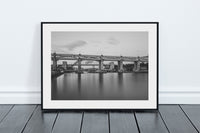 High Level Bridge - Tyne Bridge and Swing Bridge - Black and White - Newcastle and Gateshead