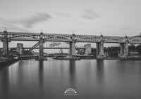 High Level Bridge - Tyne Bridge and Swing Bridge - Black and White - Newcastle and Gateshead