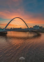 Millennium Bridge Gateshead - Orange Sky Sunset - Newcastle - Gateshead