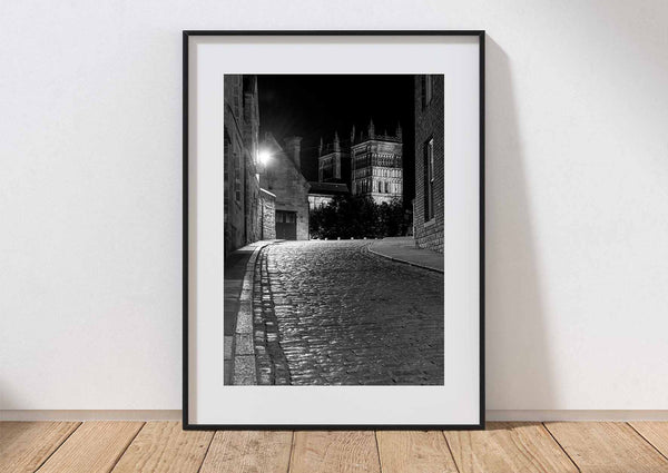 Durham Cathedral - Black and White - Cobbled Road