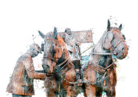 Gan Canny - Digital Watercolour - Vaux Brewery Dray Horses - Sunderland