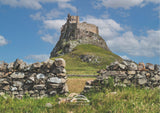 Lindisfarne Castle - Framed by Stone Wall on Holy Island - Northumberland