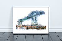 Tees Transporter Bridge - Digital Watercolour - Middlesbrough - Teesside