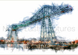 Tees Transporter Bridge - Digital Watercolour - Middlesbrough - Teesside