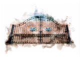 St James Park Football Stadium Gates - Digital Watercolour - Newcastle United