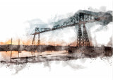 Tees Transporter Bridge Sunset - Digital Watercolour - Middlesbrough - Teesside