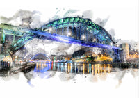 Tyne Bridge - Digital Watercolour - Newcastle - Gateshead