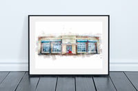 Rendezvous Cafe - Digital Watercolour - Whitley Bay