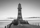 North East Lighthouses - Four Black and White Photographs - Roker - Souter - Herd Groyne - St Mary's