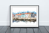 The Headland Coloured Houses - Digital Watercolour - Hartlepool