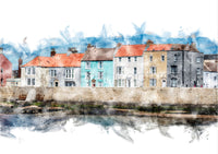 The Headland Coloured Houses - Digital Watercolour - Hartlepool