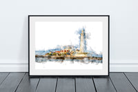 St Mary's Lighthouse - Digital Watercolour - Whitley Bay