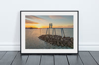Couple, looking out to sea Sunrise Print - Newbiggin By The Sea.