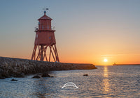 Herd Groyne Lighthouse - Sun reflecting on Sea - South Shields