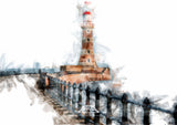 Roker Pier Lighthouse - Digital Watercolour - Sunderland