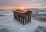 Penshaw Monument Winter Sunrise - From Above - Sunderland