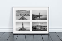 North East Lighthouses - Four Black and White Photographs - Roker - Souter - Herd Groyne - St Mary's