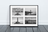 North East Lighthouses - Four Black and White Photographs - Roker - Souter - Herd Groyne - St Mary's