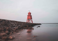 Herd Groyne Lighthouse, built in 1882 and still alerting ships. Located in South Shield, south of the River Tyne. - North East Captures
